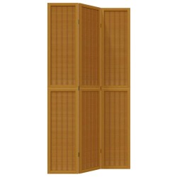 vidaXL Biombo separador de 3 paneles madera maciza paulownia marrón