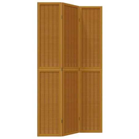 vidaXL Biombo separador de 3 paneles madera maciza paulownia marrón