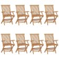 vidaXL Sillas de jardín 8 uds madera teca con cojines crema blanco vidaXL Sillas de jardín 8 uds madera teca con cojines crema blanco