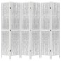vidaXL Biombo separador de 6 paneles madera maciza Paulownia blanco