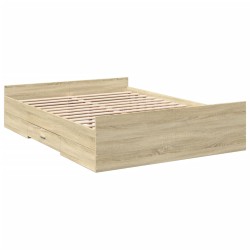 vidaXL Cama con cajones madera de ingeniería roble Sonoma 120x190 cm