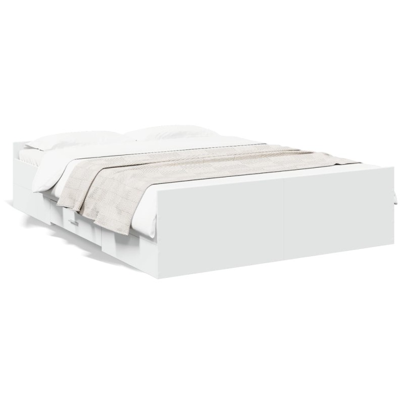 vidaXL Cama con cajones madera de ingeniería blanco 120x190 cm