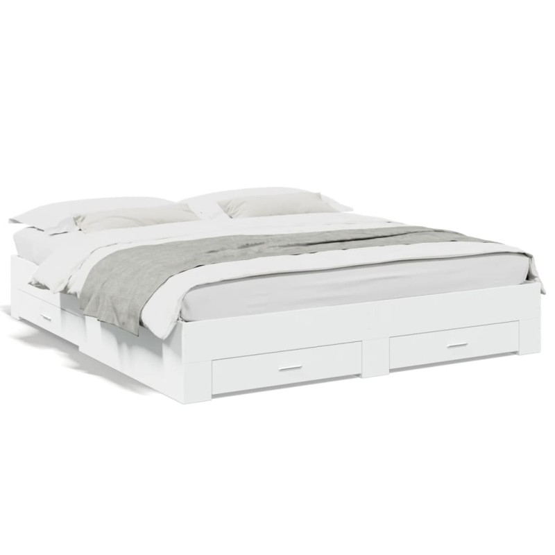 vidaXL Estructura cama con cajones madera ingeniería blanca 180x200 cm vidaXL Estructura cama con cajones madera ingeniería blanca 180x200 cm