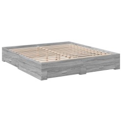 vidaXL Cama con cajones madera ingeniería gris Sonoma 180x200 cm