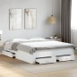 vidaXL Estructura cama con cajones madera ingeniería blanca 150x200 cm vidaXL Estructura cama con cajones madera ingeniería blanca 150x200 cm