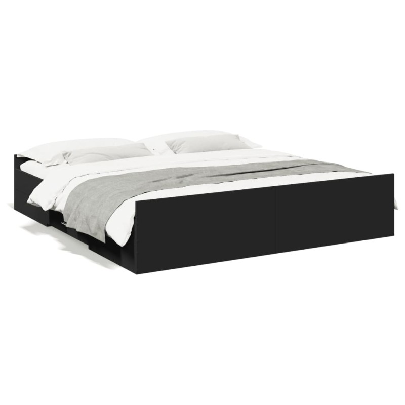 vidaXL Estructura cama con cajones madera ingeniería negra 200x200 cm
