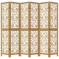 vidaXL Biombo separador de 6 paneles madera maciza paulownia marrón vidaXL Biombo separador de 6 paneles madera maciza paulownia marrón