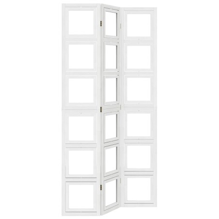 vidaXL Biombo separador de 3 paneles madera maciza Paulownia blanco