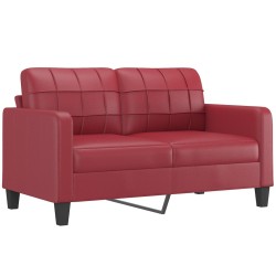 vidaXL Sofá de 2 plazas de cuero sintético rojo vino 140 cm