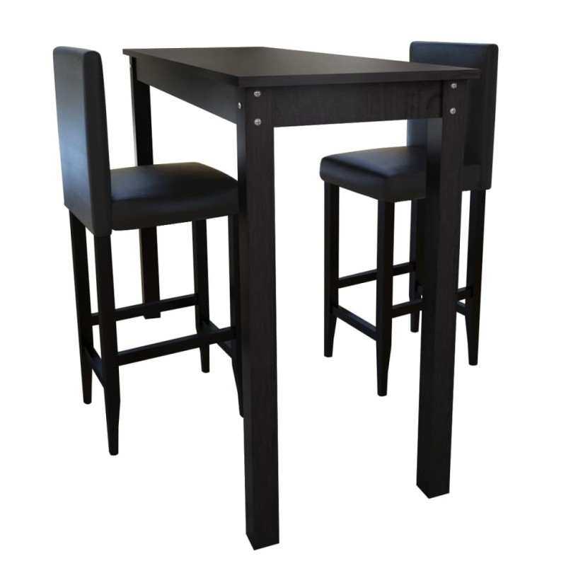 vidaXL Mesa de bar con 2 sillas de barra negras vidaXL Mesa de bar con 2 sillas de barra negras