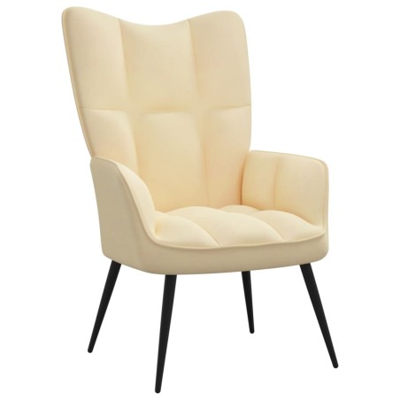 vidaXL Silla de relajación de terciopelo blanco crema