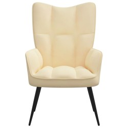 vidaXL Silla de relajación de terciopelo blanco crema