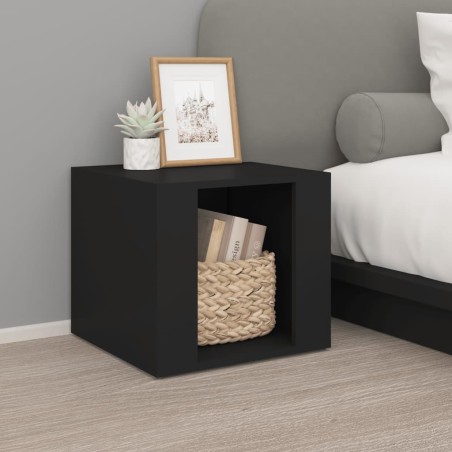 vidaXL Mesita de noche madera contrachapada negro 41x40x36 cm