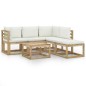vidaXL Set de muebles de jardín 6 pzas con cojines crema vidaXL Set de muebles de jardín 6 pzas con cojines crema