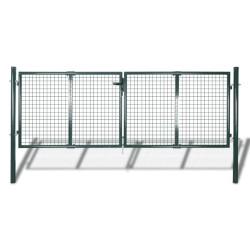 vidaXL Puerta de valla de acero verde 306x175 cm