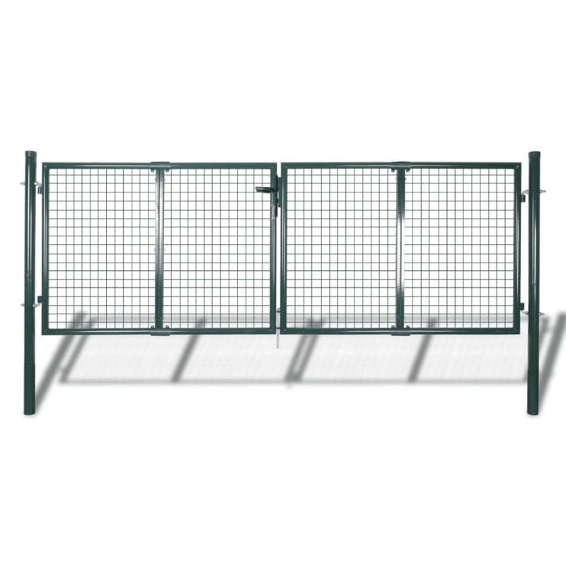 vidaXL Puerta de valla de acero verde 306x175 cm vidaXL Puerta de valla de acero verde 306x175 cm