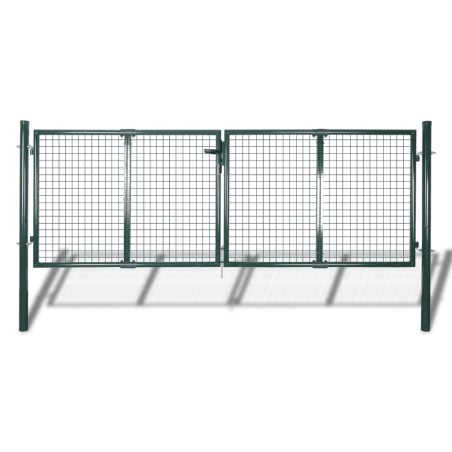 vidaXL Puerta de valla de acero verde 306x175 cm