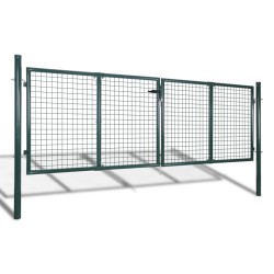 vidaXL Puerta de valla de acero verde 306x175 cm