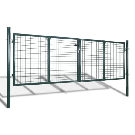 vidaXL Puerta de valla de acero verde 306x175 cm