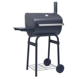 vidaXL Barbacoa de carbón con ahumador y estante inferior negro