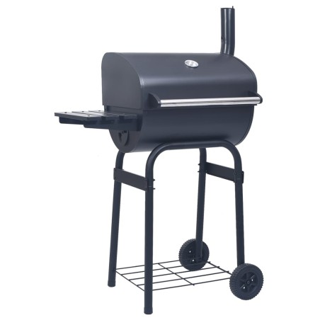 vidaXL Barbacoa de carbón con ahumador y estante inferior negro