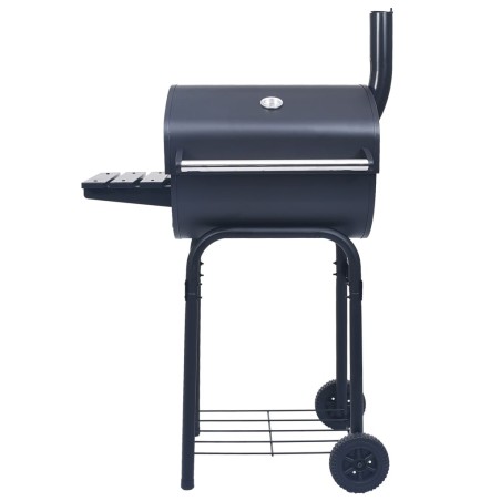 vidaXL Barbacoa de carbón con ahumador y estante inferior negro