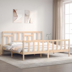 vidaXL Estructura de cama con cabecero madera maciza 200x200 cm
