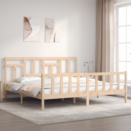 vidaXL Estructura de cama con cabecero madera maciza 200x200 cm