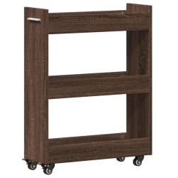 vidaXL Armario con ruedas madera ingeniería roble marrón 60x22x79 cm
