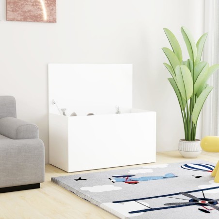 vidaXL Baúl de almacenamiento madera contrachapada blanco 84x42x46 cm