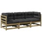 vidaXL Set de sofás jardín 3 pzas con cojines madera pino impregnada vidaXL Set de sofás jardín 3 pzas con cojines madera pino impregnada