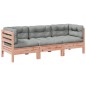 vidaXL Set de sofás jardín 3 pzas con cojines madera abeto Douglas vidaXL Set de sofás jardín 3 pzas con cojines madera abeto Douglas