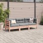 vidaXL Set de sofás jardín 3 pzas con cojines madera abeto Douglas vidaXL Set de sofás jardín 3 pzas con cojines madera abeto Douglas