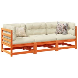 vidaXL Juego de sofás de jardín 3 pzas madera maciza pino marrón cera