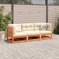 vidaXL Juego de sofás de jardín 3 pzas madera maciza pino marrón cera vidaXL Juego de sofás de jardín 3 pzas madera maciza pino marrón cera