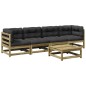 vidaXL Set de sofás jardín 5 pzas con cojines madera pino impregnada vidaXL Set de sofás jardín 5 pzas con cojines madera pino impregnada