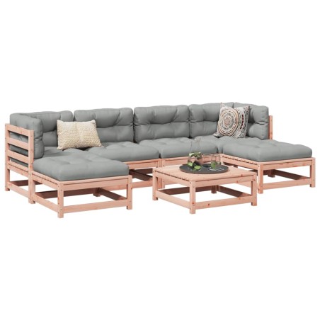 vidaXL Set de sofás jardín 7 pzas con cojines madera abeto Douglas
