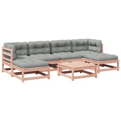 vidaXL Set de sofás jardín 7 pzas con cojines madera abeto Douglas