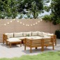 vidaXL Muebles de jardín 10 pzas cojines crema madera maciza acacia 