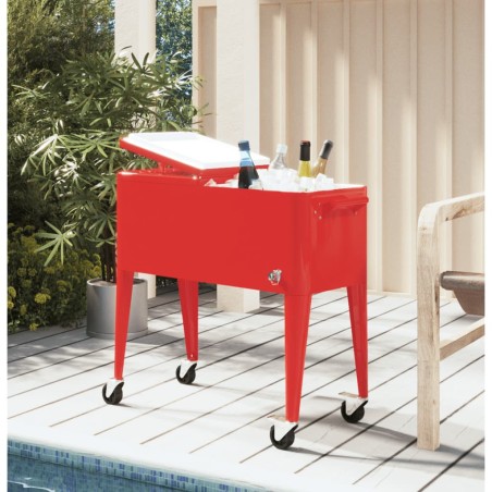 vidaXL Carrito nevera con ruedas rojo 92x43x89 cm