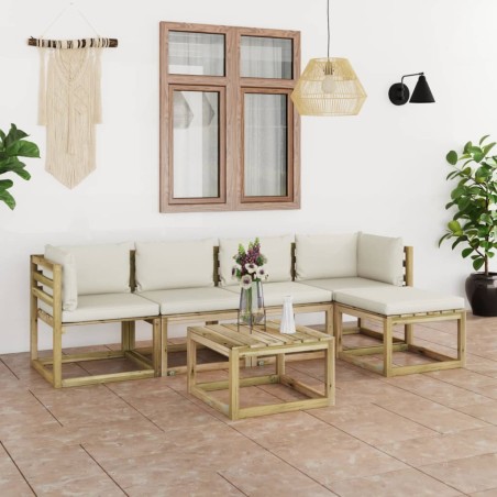 vidaXL Set de muebles de jardín 6 piezas con cojines madera impregnada
