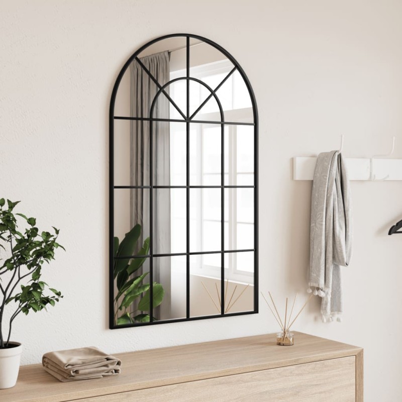 vidaXL Espejo de pared arco de hierro negro 60x100 cm vidaXL Espejo de pared arco de hierro negro 60x100 cm