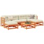 vidaXL Set de sofás jardín 7 pzas con cojines madera pino marrón cera vidaXL Set de sofás jardín 7 pzas con cojines madera pino marrón cera