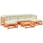 vidaXL Set de sofás jardín 7 pzas con cojines madera pino marrón cera vidaXL Set de sofás jardín 7 pzas con cojines madera pino marrón cera