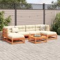 vidaXL Set de sofás jardín 7 pzas con cojines madera pino marrón cera vidaXL Set de sofás jardín 7 pzas con cojines madera pino marrón cera