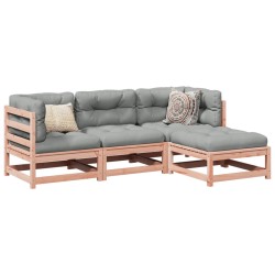 vidaXL Set de sofás jardín 4 pzas con cojines madera abeto Douglas