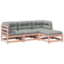 vidaXL Set de sofás jardín 4 pzas con cojines madera abeto Douglas