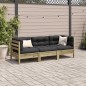 vidaXL Set de sofás jardín 3 pzas con cojines madera pino impregnada vidaXL Set de sofás jardín 3 pzas con cojines madera pino impregnada