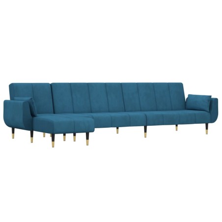 vidaXL Sofá cama en forma de L terciopelo azul 275x140x70 cm