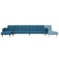 vidaXL Sofá cama en forma de L terciopelo azul 275x140x70 cm vidaXL Sofá cama en forma de L terciopelo azul 275x140x70 cm
